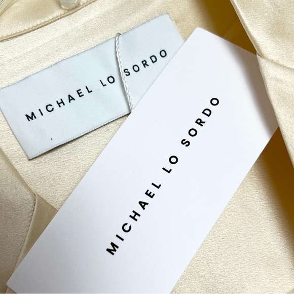 NWT MICHAEL LO SORDO Silk Satin Tux Lapel Button Front Oversized Boy Shirt 8 - Picture 5 of 9